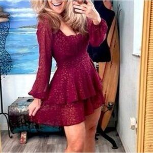 Elegant Burgundy Romper dress size small